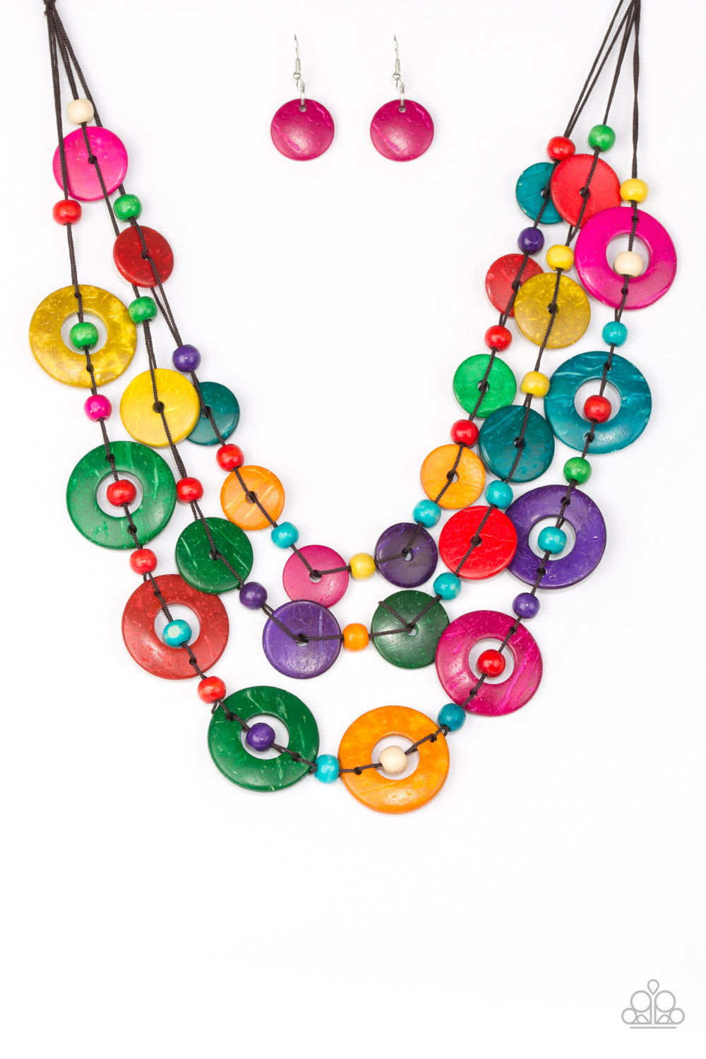 Paparazzi Catalina Coastin - Multi Wooden Necklace - Pusher P