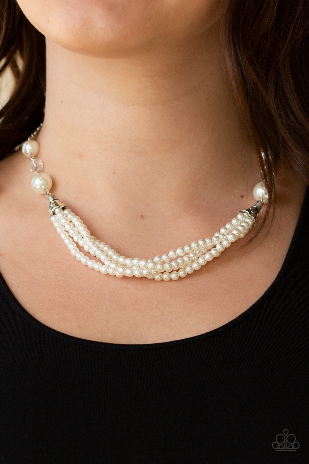 Paparazzi One-WOMAN Show - White Necklace - Pusher P