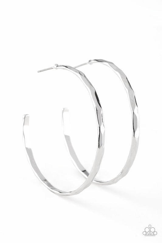 Paparazzi Geo Edge - Silver Hoop Earrings - Pusher P