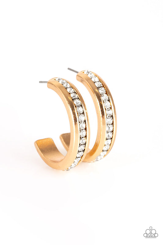 Paparazzi 5th Avenue Fashionista Gold Rhinestone Earrings