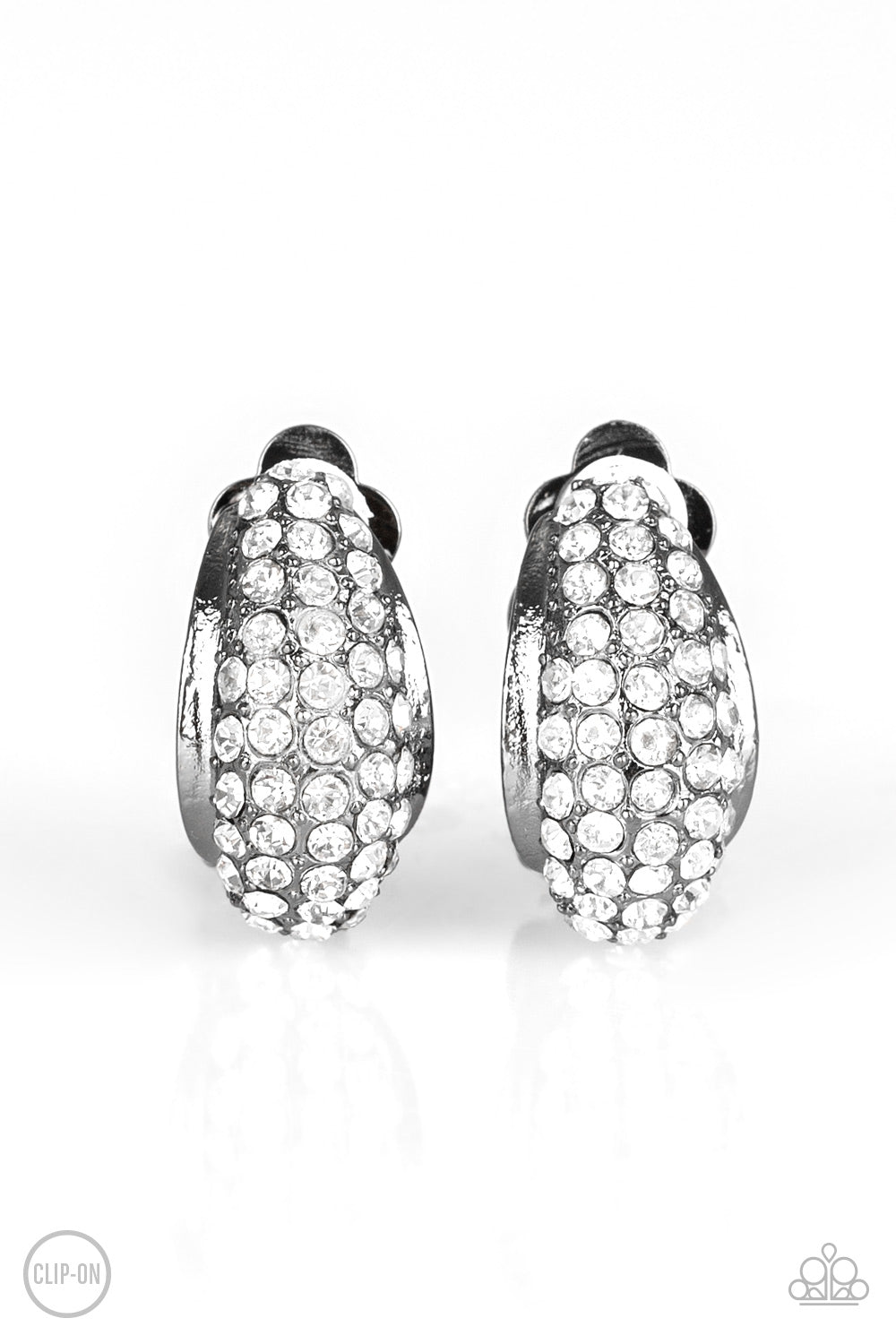 Paparazzi Revenue Avenue - Black Rhinestone Clip-On - Pusher P