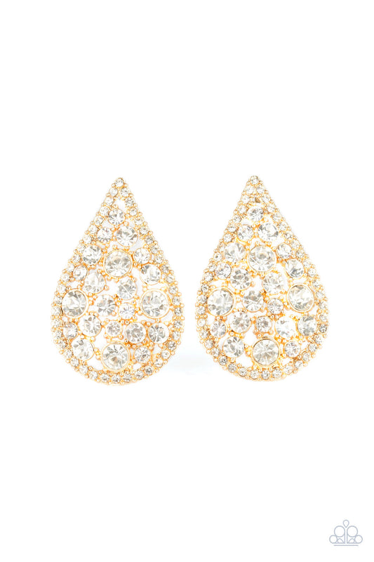 Paparazzi REIGN-Storm - Gold Teardrop Earrings