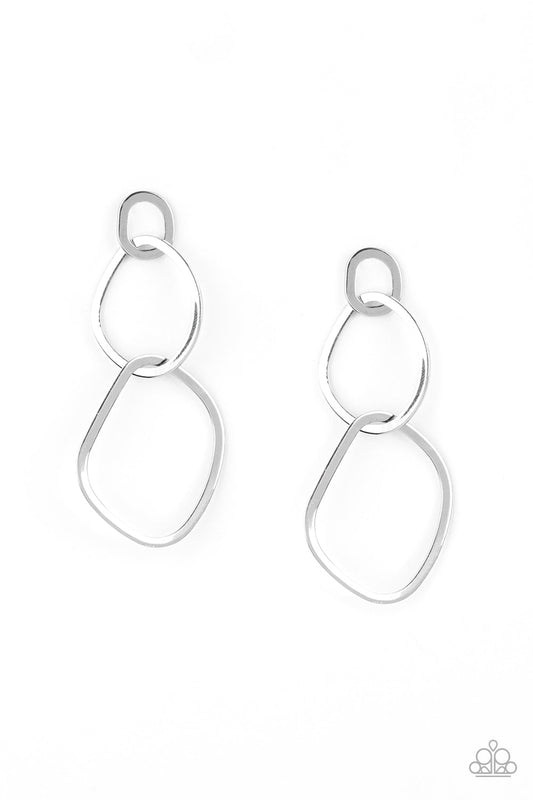 Paparazzi Twisted Trio - Silver Hoop Earrings