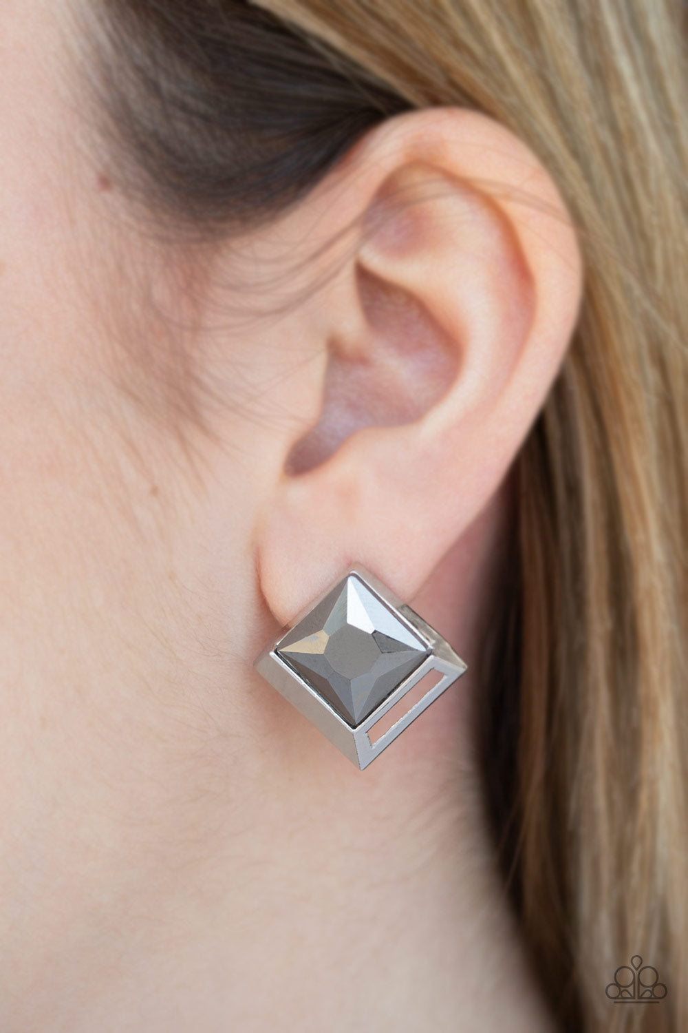 Paparazzi Stellar Square - Silver Post Earrings - Pusher P