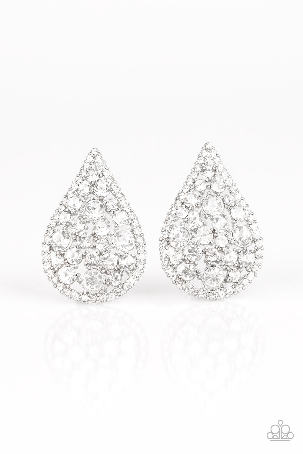 Paparazzi REIGN-Storm - White Teardrop Earrings - Pusher P