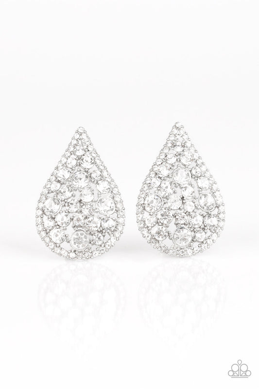 Paparazzi REIGN-Storm - White Teardrop Earrings
