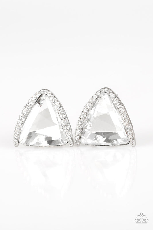 Paparazzi Exalted Elegance - White Post Earrings - Pusher P