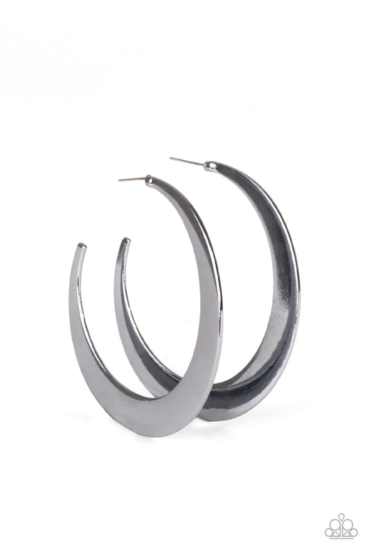 Paparazzi Moon Beam - Black Hoop Earrings - Pusher P