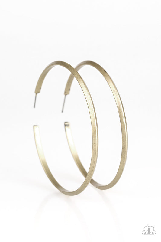 Paparazzi 5th Avenue Attitude - Brass Hoop Earrings - Pusher P