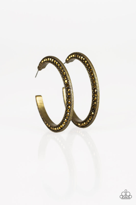 Paparazzi Dazzling Diamond-naire - Brass Hoop Earrings - Pusher P