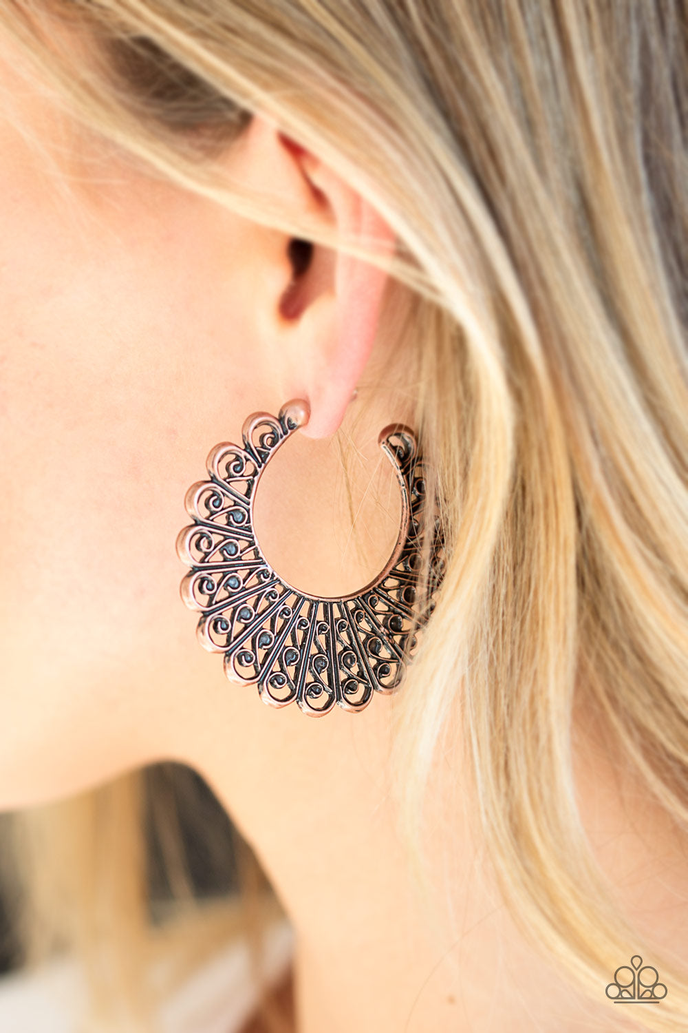 Paparazzi Funky Flirt - Copper Hoop Earrings - Pusher P