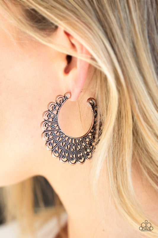 Paparazzi Funky Flirt - Copper Hoop Earrings - Pusher P