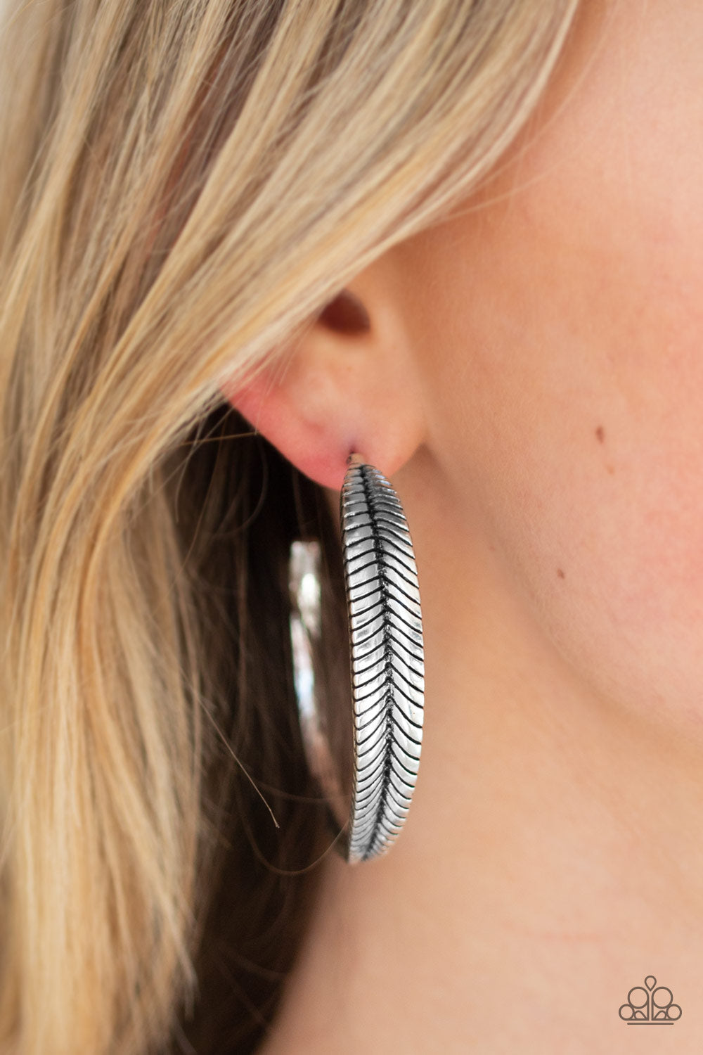 Paparazzi Funky Feathers - Silver Hoop Earrings - Pusher P