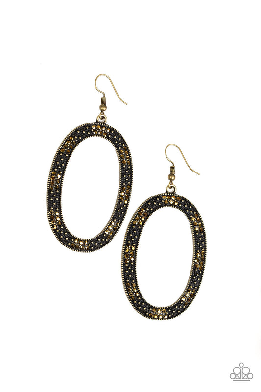 Paparazzi Rhinestone Rebel - Brass Earrings - Pusher P