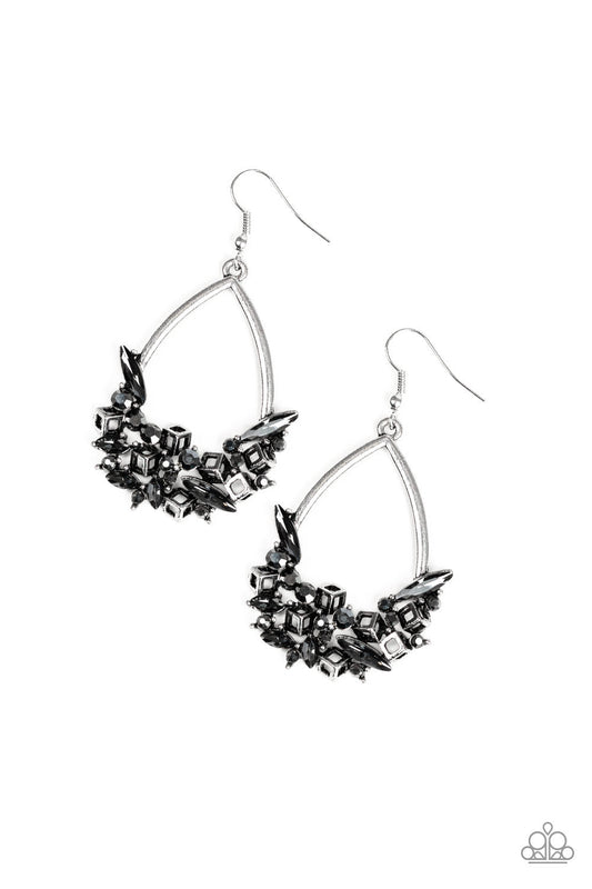 Paparazzi Crash Landing - Silver Hematite Earrings - Pusher P