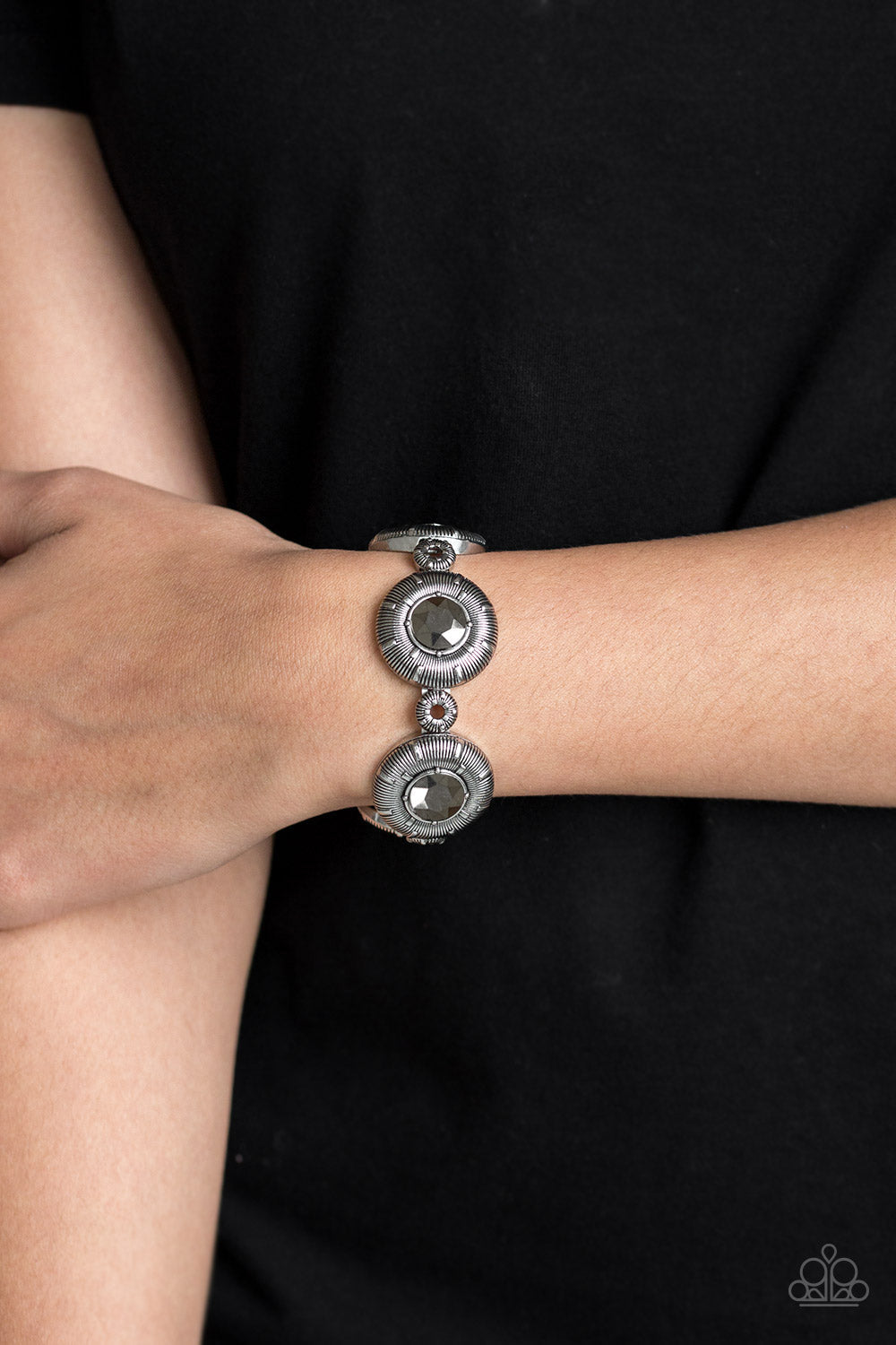 Cute Bracelet - Paparazzi Original Opulence - Silver Hematite Bracelet Paparazzi jewelry image