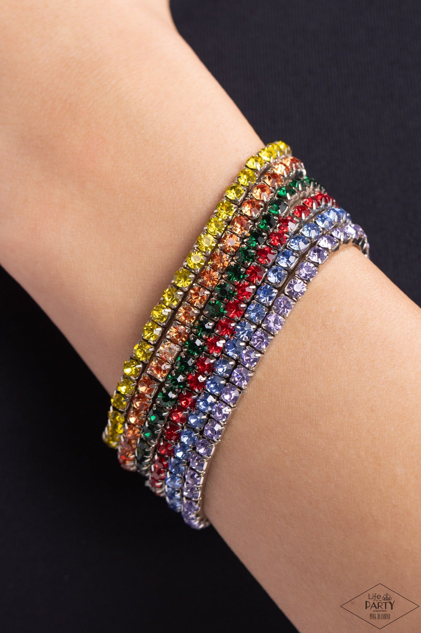 Rock Candy Range - Multi All Colors Bracelet - Life of the Party Pink Diamond