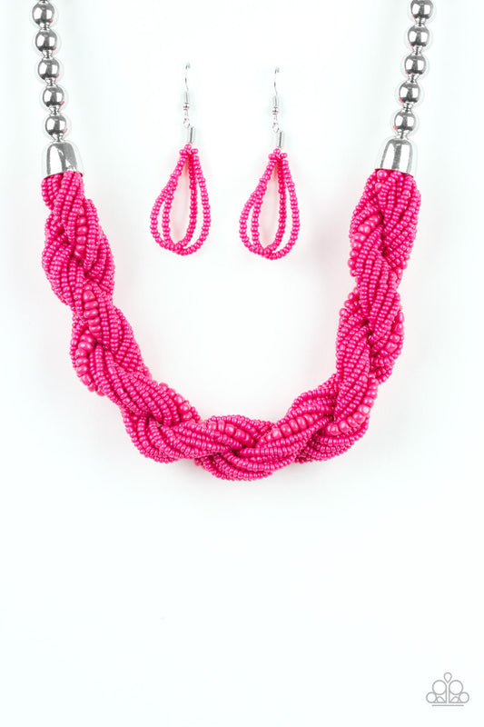 Paparazzi Savannah Surfin - Pink Seed Beads Necklace - Pusher P