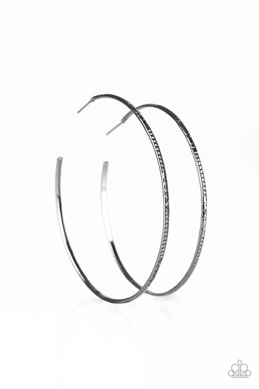 Paparazzi Sleek Fleek - Black Hoop Earrings - Pusher P