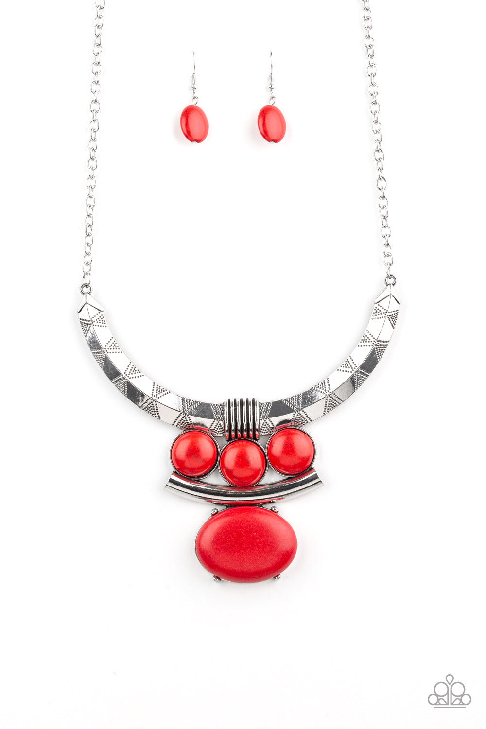 Paparazzi Commander In CHIEFETTE - Red Stone Necklace - Pusher P