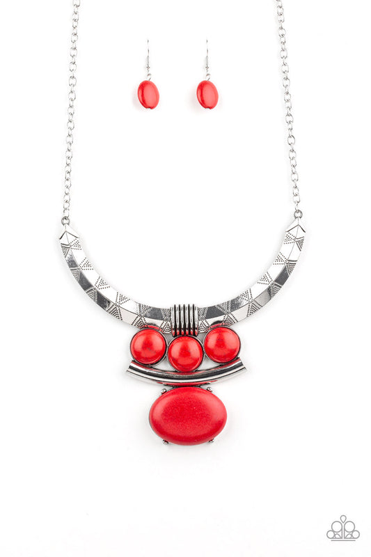 Paparazzi Commander In CHIEFETTE - Red Stone Necklace - Pusher P