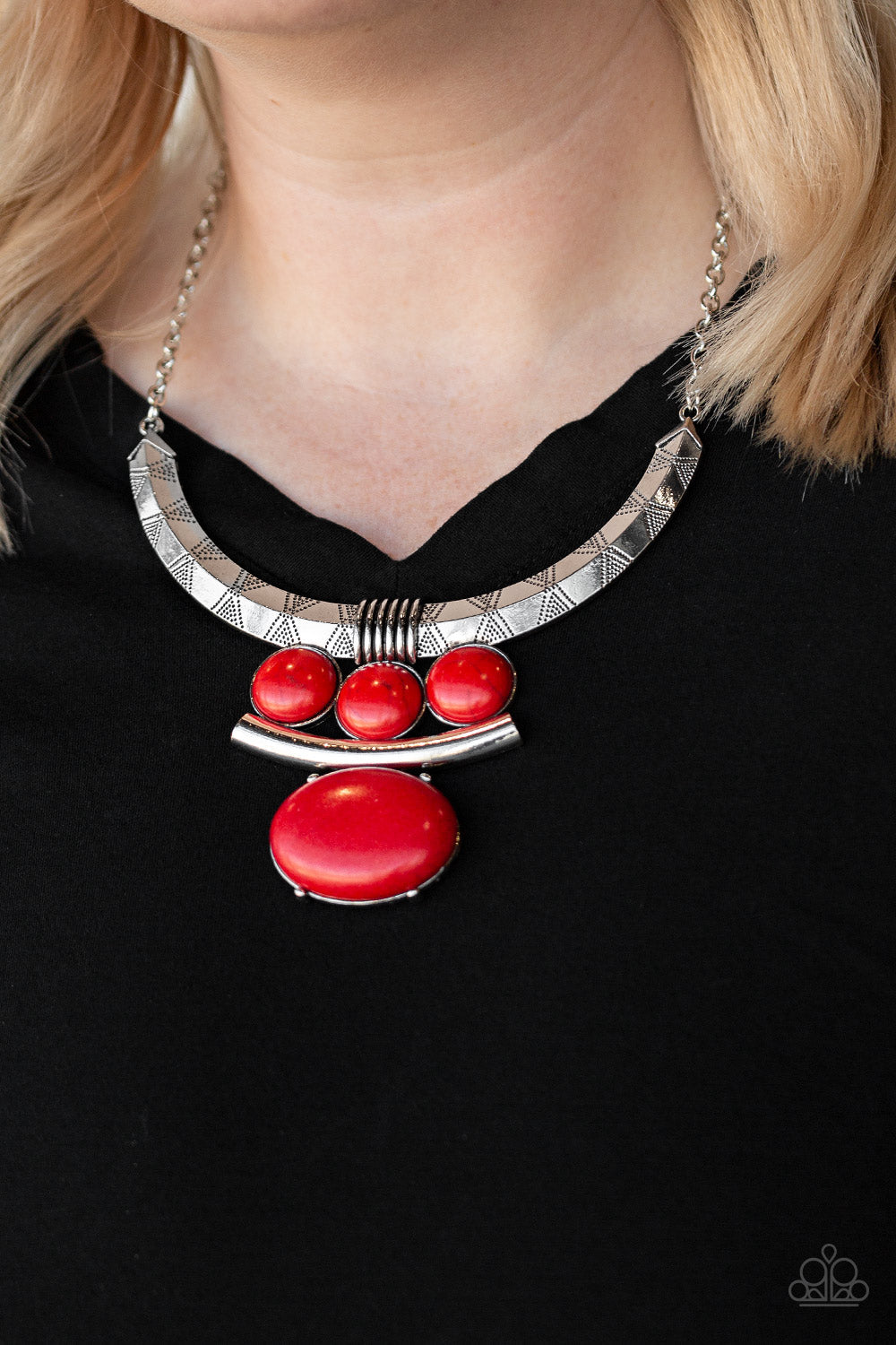 Paparazzi Commander In CHIEFETTE - Red Stone Necklace - Pusher P