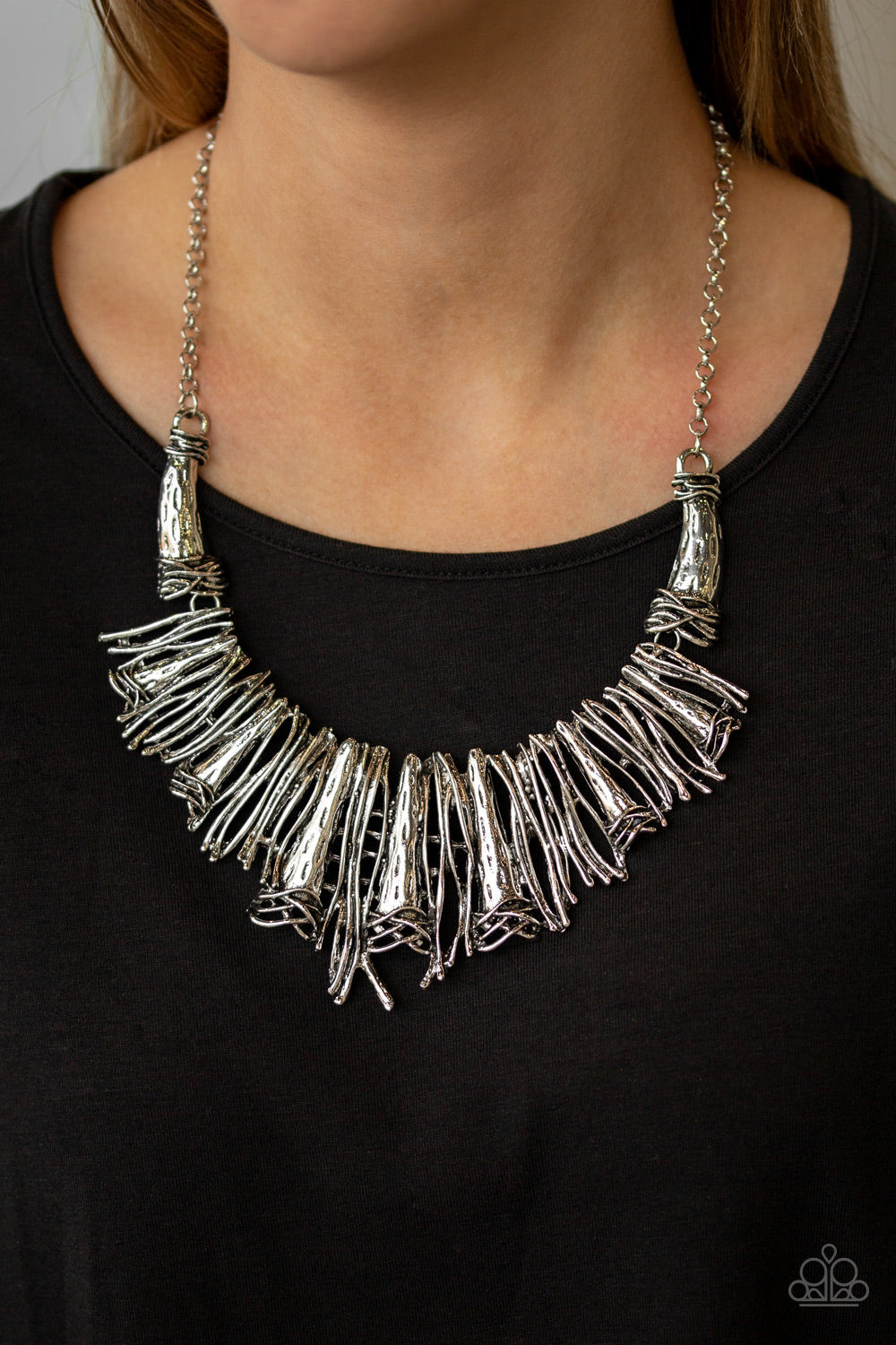Paparazzi In The MANE-stream - Silver Antiqued Necklace - Pusher P
