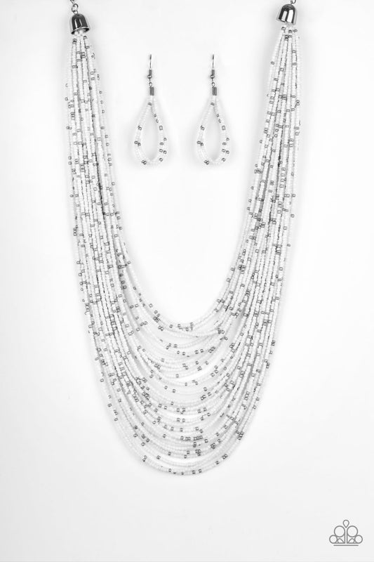 Paparazzi Rio Rainforest - White Seed Bead Necklace - Pusher P