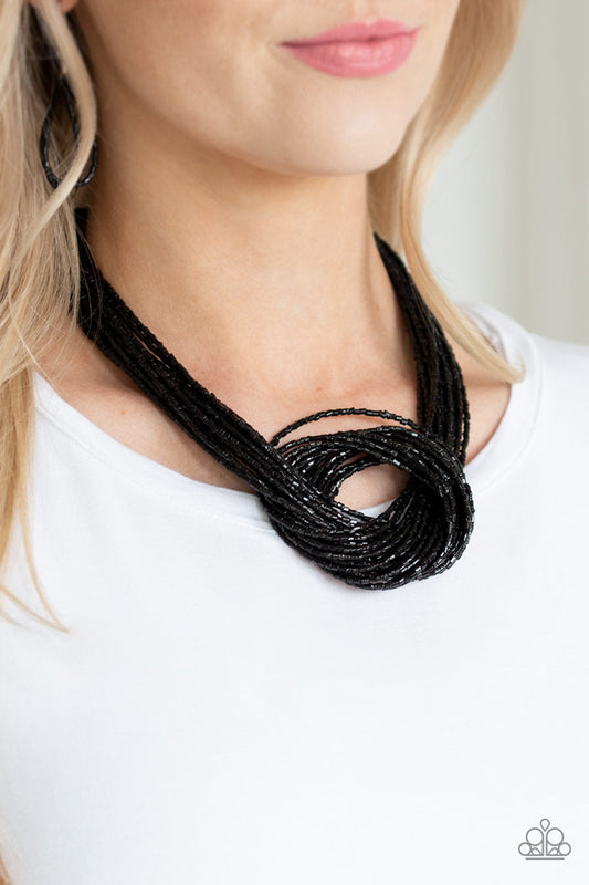Paparazzi Knotted Knockout - Black Necklace - Pusher P