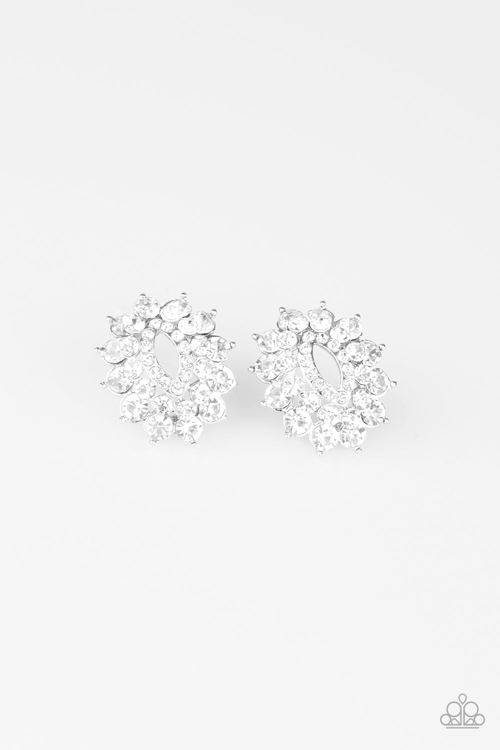 Paparazzi Brighten The Moment - White Rhinestone Earrings - Pusher P