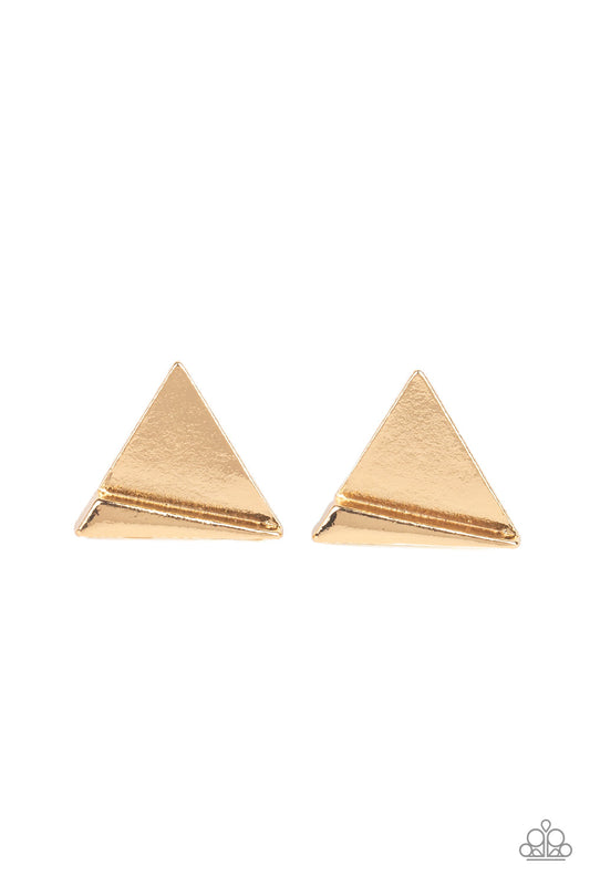 Paparazzi Die TRI-ing - Gold Earrings - Pusher P