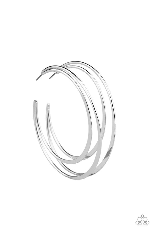 Paparazzi Last HOOP-rah - Silver Half-Moon Hoop Earrings - Pusher P