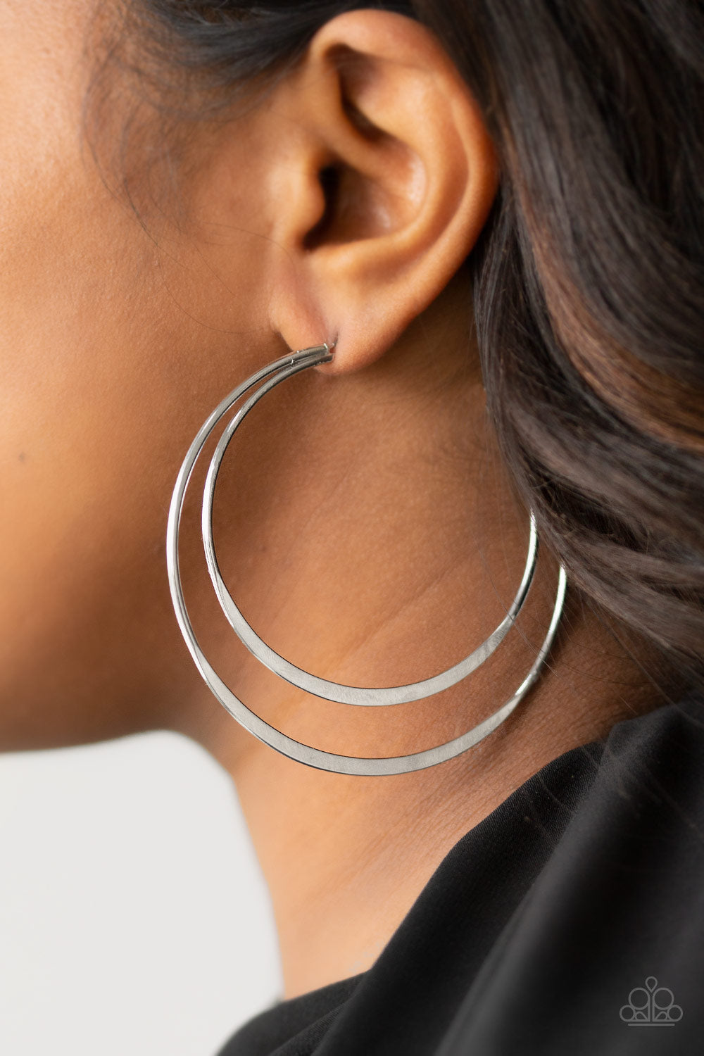 Paparazzi Last HOOP-rah - Silver Half-Moon Hoop Earrings - Pusher P
