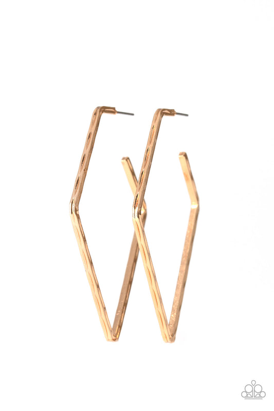 Paparazzi Geo Grunge - Gold Hoop Earrings - Pusher P