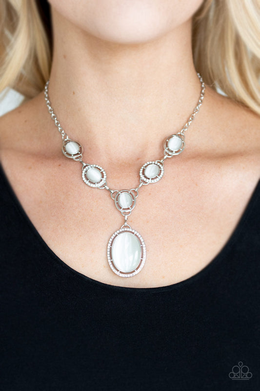 Paparazzi Metro Medallion - White - September 2019 Life Of The Party