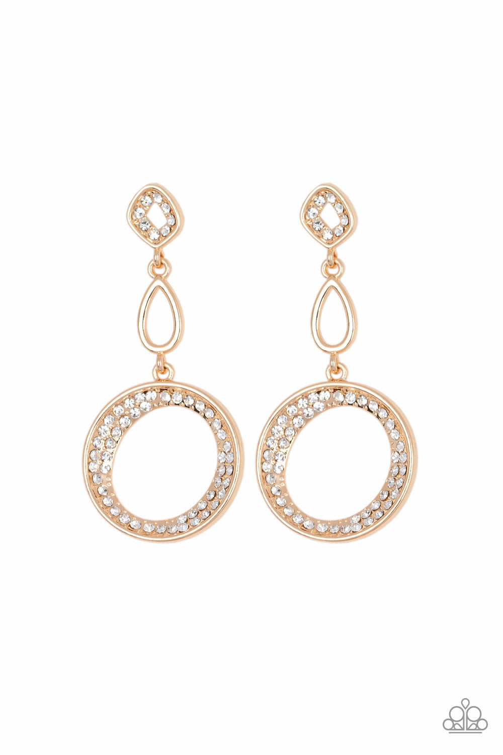 Paparazzi On The Glamour Scene - Gold Rhinestones Earrings - Pusher P