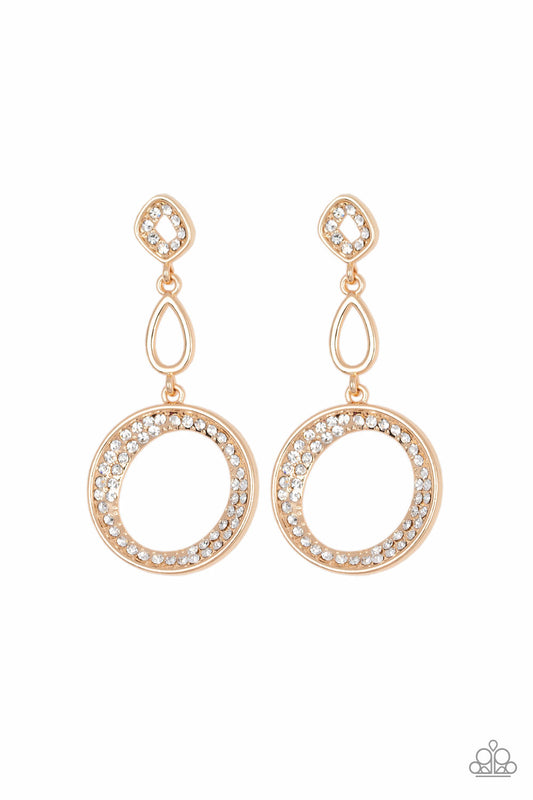 Paparazzi On The Glamour Scene - Gold Rhinestones Earrings - Pusher P