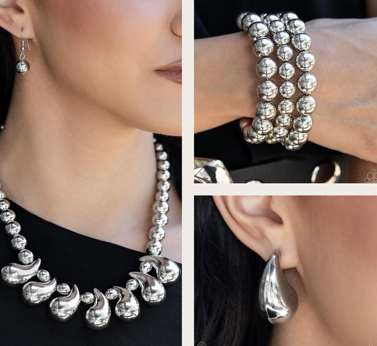 Raindrop Rebel, Raindrop Reveal and Refreshing Raindrops - 3 Piece Silver Set