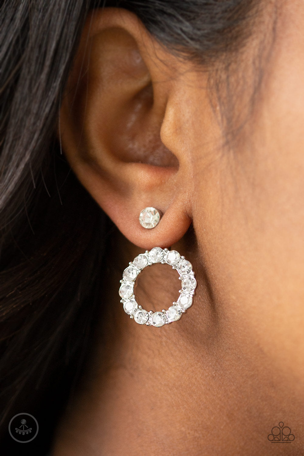 Paparazzi Diamond Halo - White Earrings - Pusher P