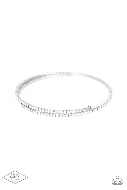 Paparazzi Sleek Sparkle - White Bracelet - Pusher P