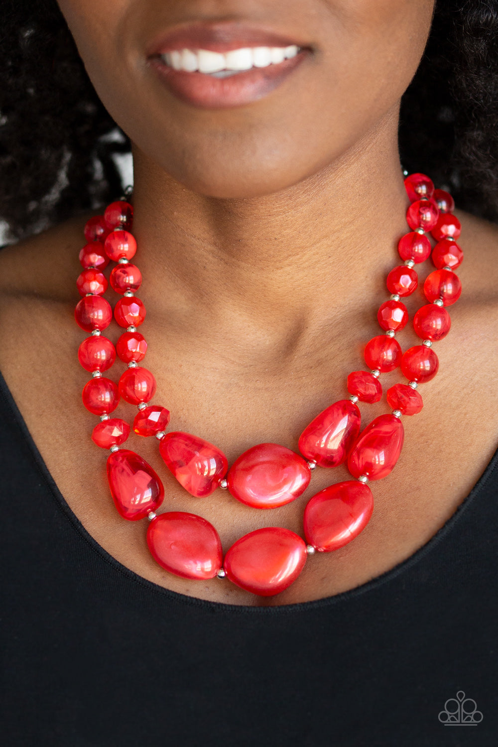 Bead Necklace - Paparazzi Beach Glam - Red Necklace Paparazzi jewelry image
