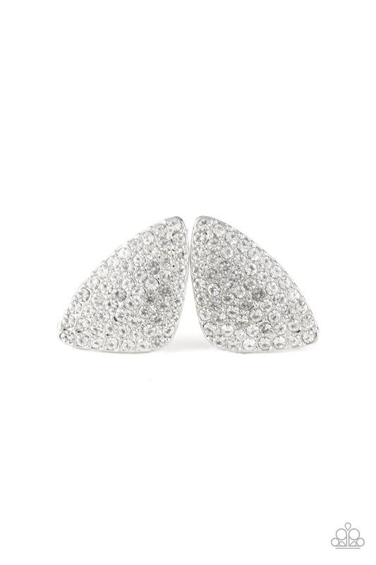 Paparazzi Supreme Sheen - White Post Earrings - Pusher P