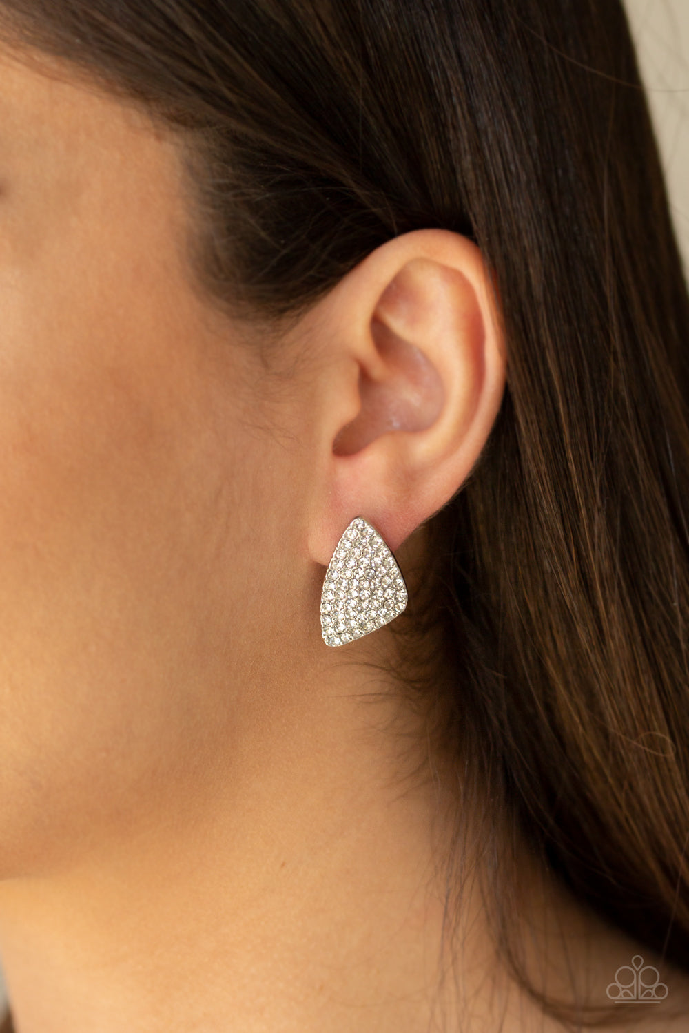 Paparazzi Supreme Sheen - White Post Earrings - Pusher P