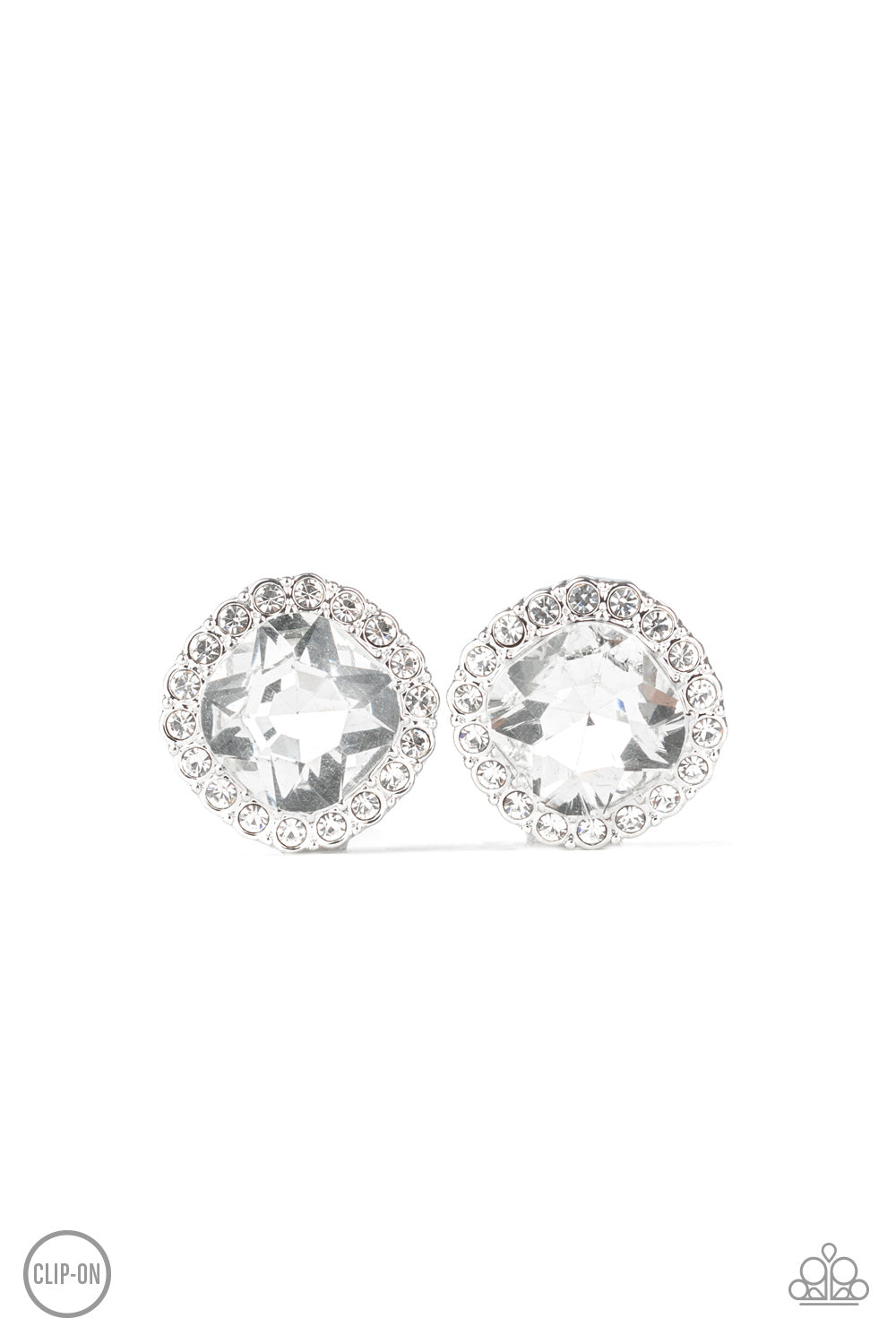 Paparazzi Diamond Duchess - White Clip-On - Pusher P