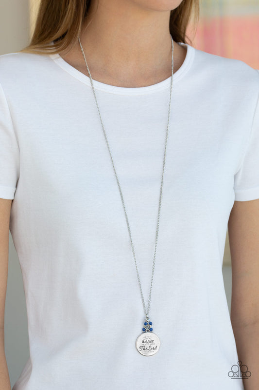 Paparazzi As for Me - Blue Inspirational Necklace