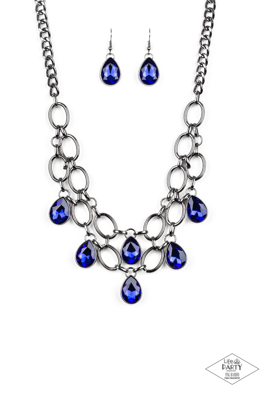 Paparazzi: Show-Stopping Shimmer - Blue Gunmetal Necklace - Pusher P