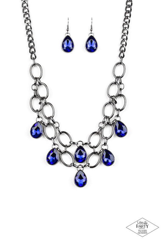 Paparazzi: Show-Stopping Shimmer - Blue Gunmetal Necklace - Pusher P