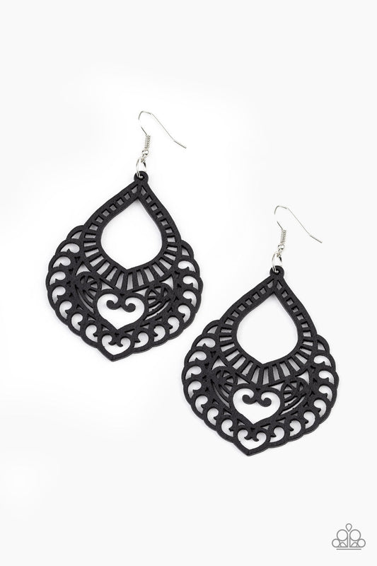 Paparazzi If You WOOD Be So Kind - Black Earrings - Pusher P