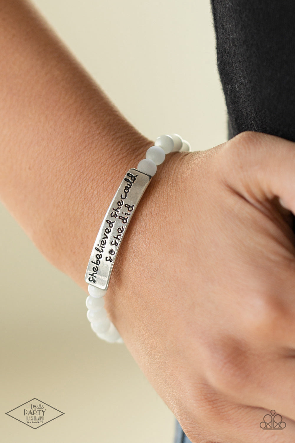 Paparazzi So She Did - White Bracelet - Life of the Party - Pusher P