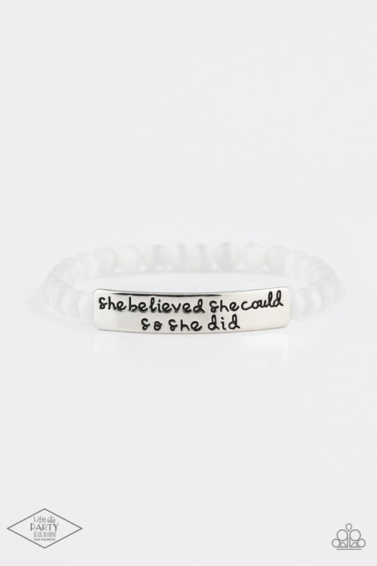 Paparazzi So She Did - White Bracelet - Life of the Party - Pusher P
